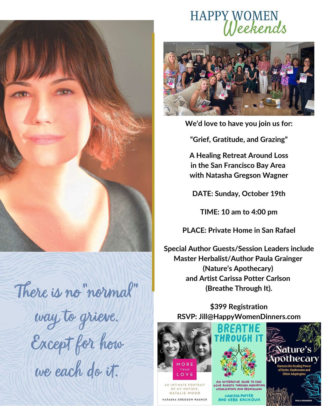Natasha wanted me to share this with everyone.  For more information you can contact Jill@HappyWomenDinners.com 
#natashagregsonwagner #morethanlovebook #happywomendinner